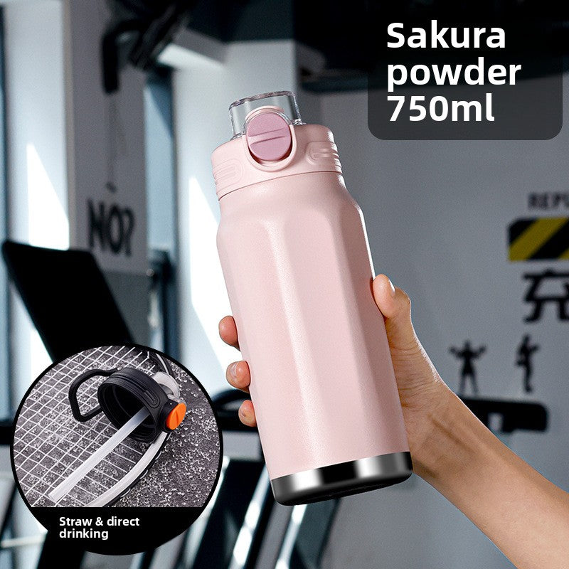 Large-capacity fitness and sports water bottle