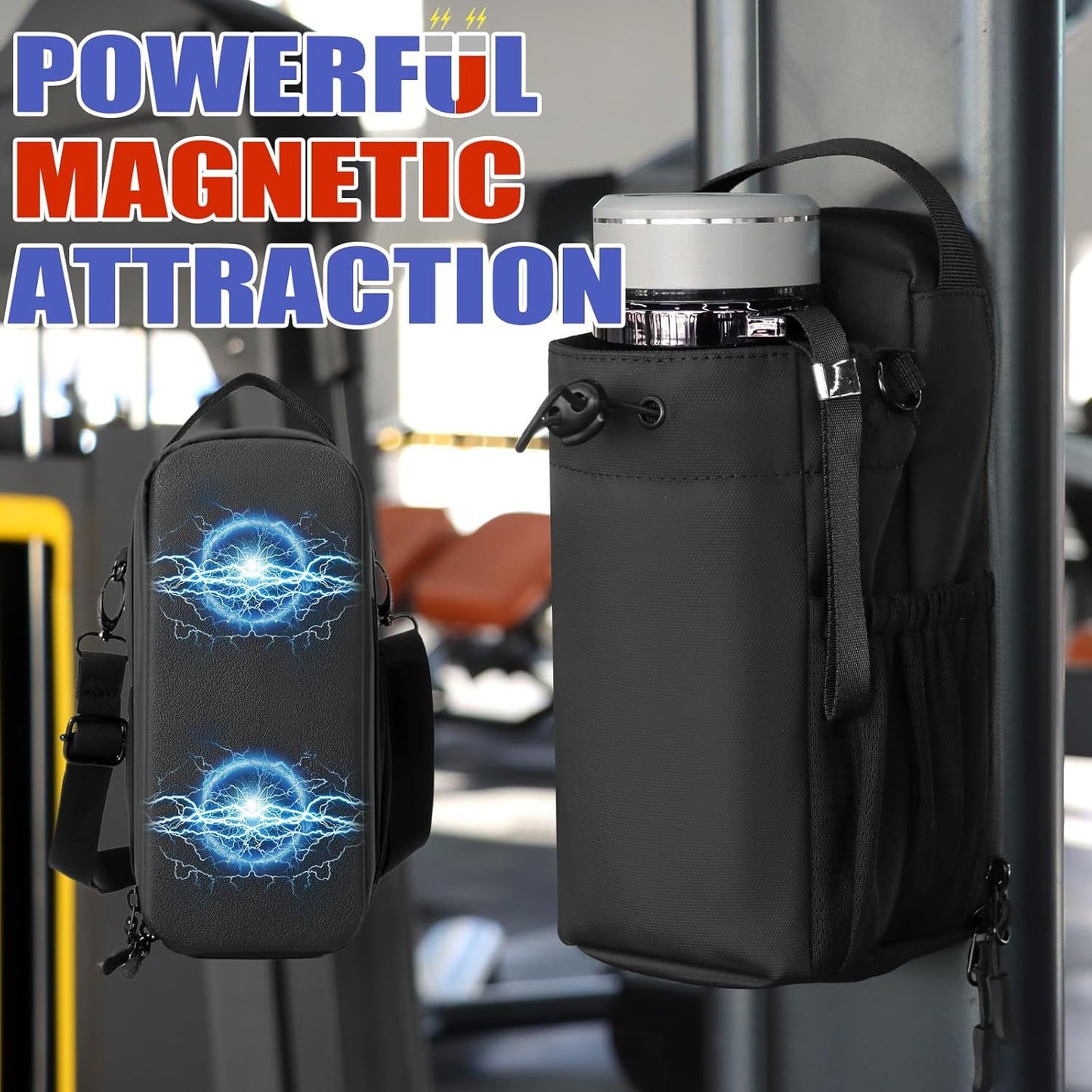 Fitness magnetic water bottle bag